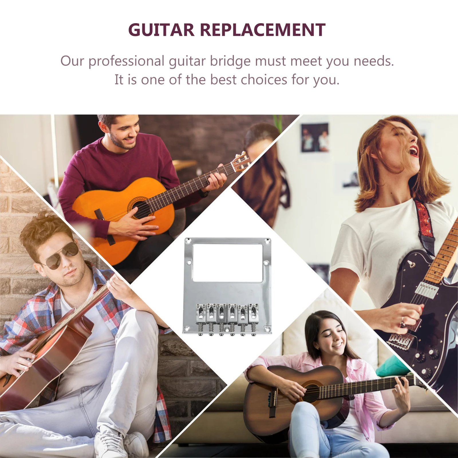 

Electric Guitar Bridge 6 String Tl Style Double Pickup Humbucker Assembly Silver Finish Tuning Tool Included Guitar Replacement