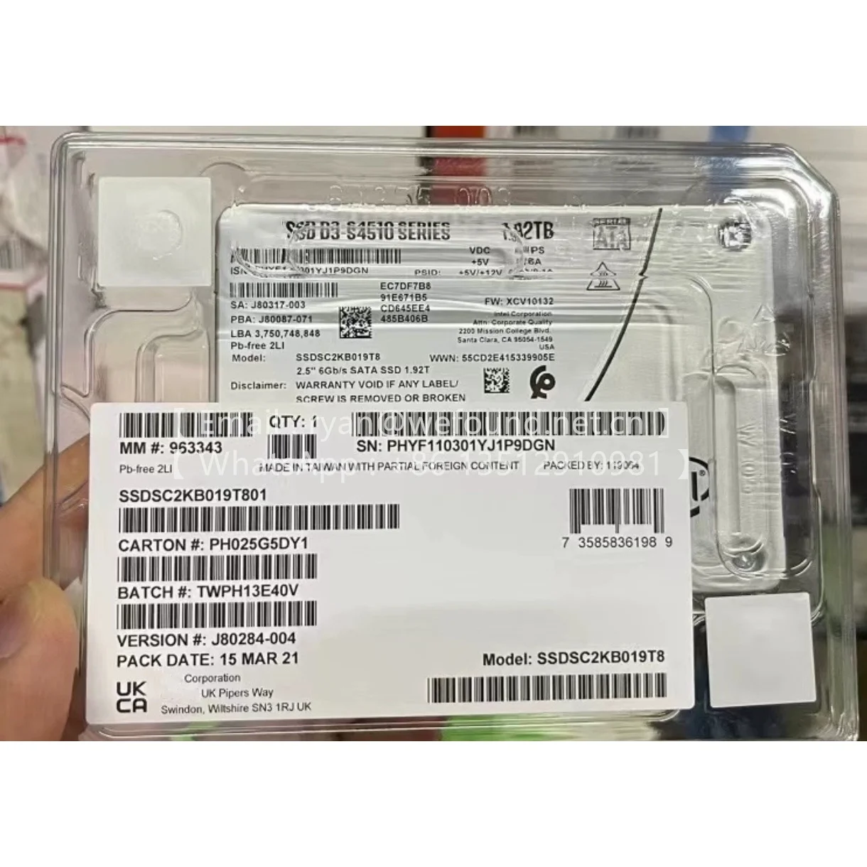 

S4510 SSD sata с 1,92 т, SSDSC2KB019T8