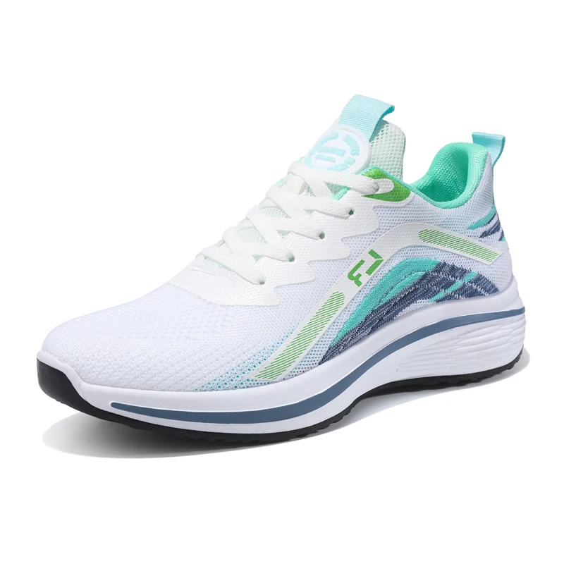 Flying Weave Breathable Walking Shoes Casual Shoes Lace-up Non Slip Running Shoes Outdoor Comfortable Sports Shoes Men Sneakers