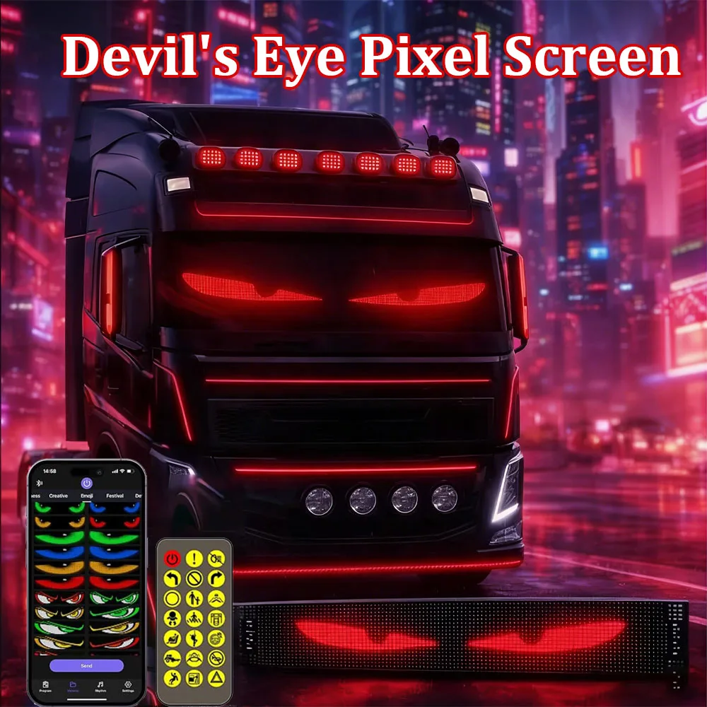 LED Eye Sign Truck Scrolling Advertising Remote Control Light DIY Programmable Flexible LED Display for Car Truck Accessories