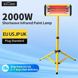 DATOU 2000W Infrared Paint Curing Lamp Shortwave Heating Paint Lamp with Liftable Bracket Infrared Drying Light for Car Bodywork