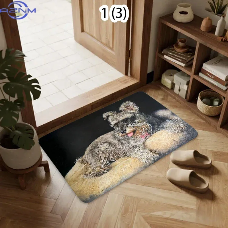 Schnauzer Entryway Rug Dog Door Mat Indoor Outdoor Decorative Floor Mat Durable Non-Slip Textured Home Entrance Hallway Pet