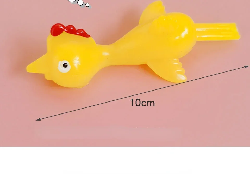 50-5pcs Novelty Catapulted Ejection Chicken Toy Light Rubber Finger Prank Flying Toy Slingshot Chicken Finger Toys Turkey Sticky