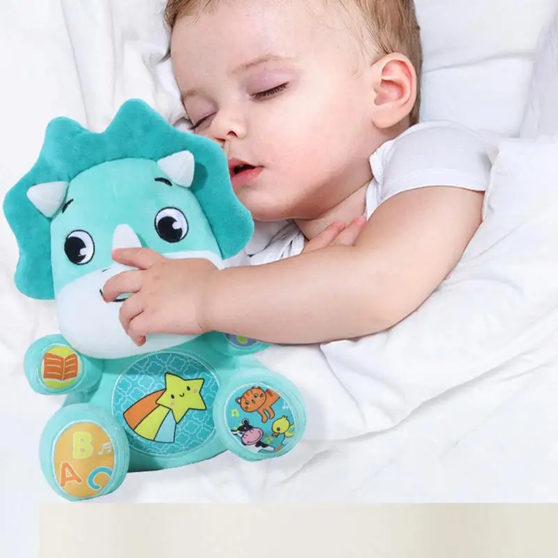 Calmante Plush Animals Music Sleeping Toy, chupeta de cama portátil, companheiro de pelúcia interativo, boneca animal macia para crianças