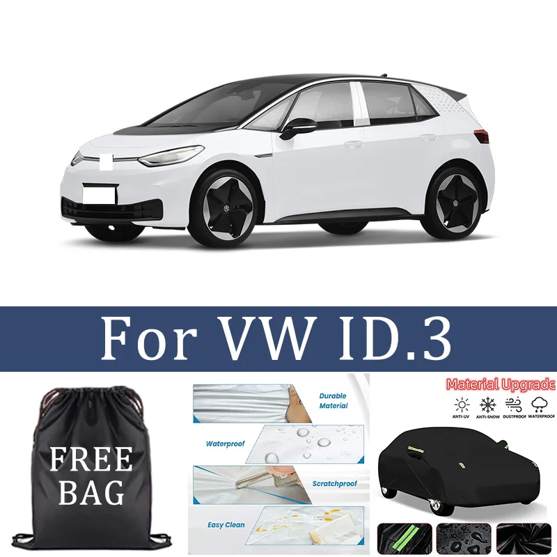 

Car Cover For VW ID.3 Full Exterior Black Silvery-Auto Cover Sunshade Dustproof Waterproof Reflective strips cars accessories