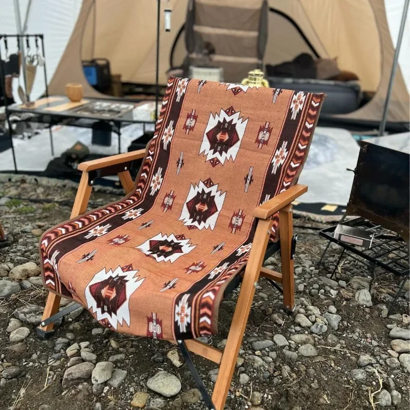 Ethnic Style Folding Chair Back Cover Anti Slip and Wear-resistant Single-layer Washable Chair Cover Suitable for All Seasons
