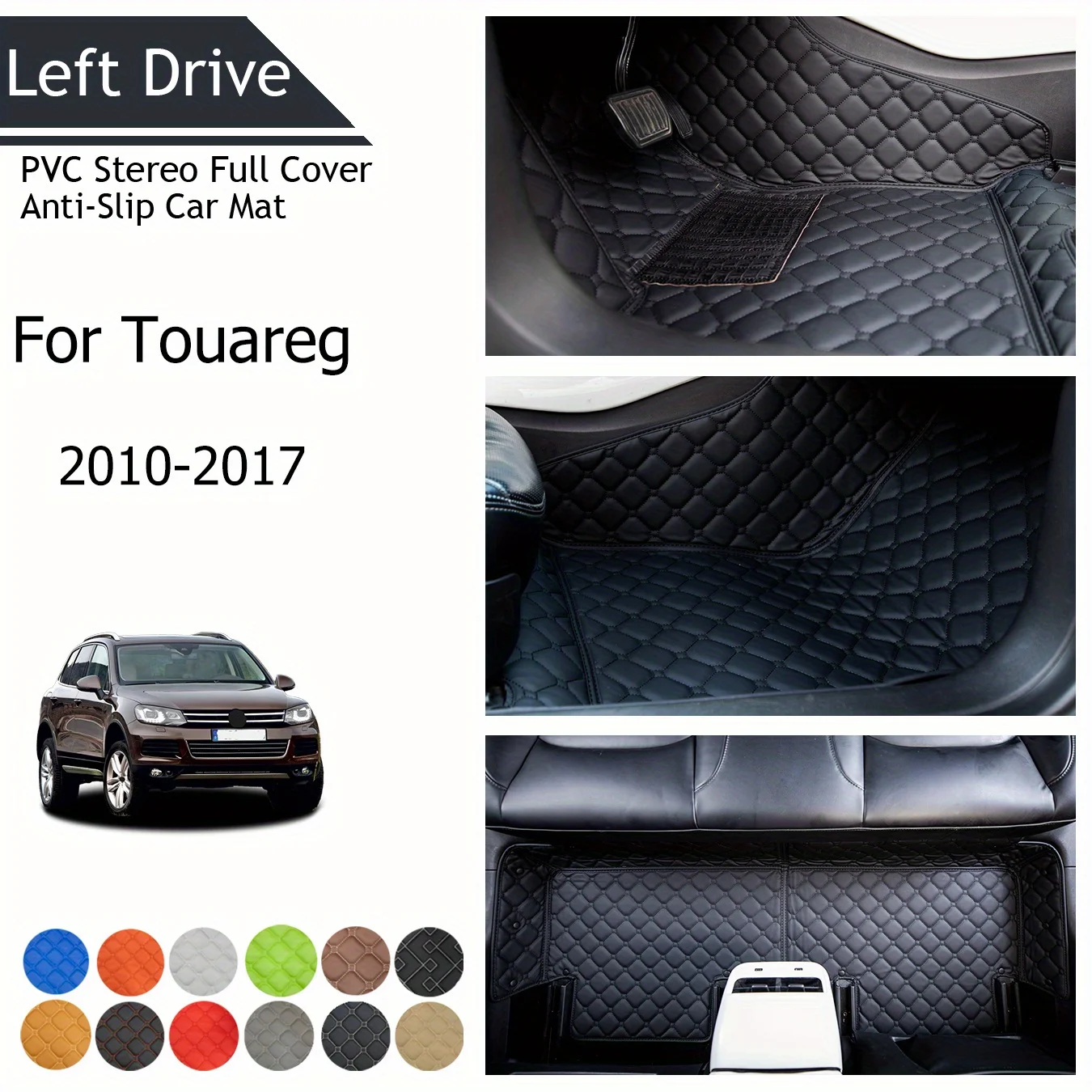 

【LHD】For Volkswagen For Touareg 2010-2017 Three Layer PVC Stereo Full Cover Anti-Slip Car Mat Car Floor Mats Car Accessories