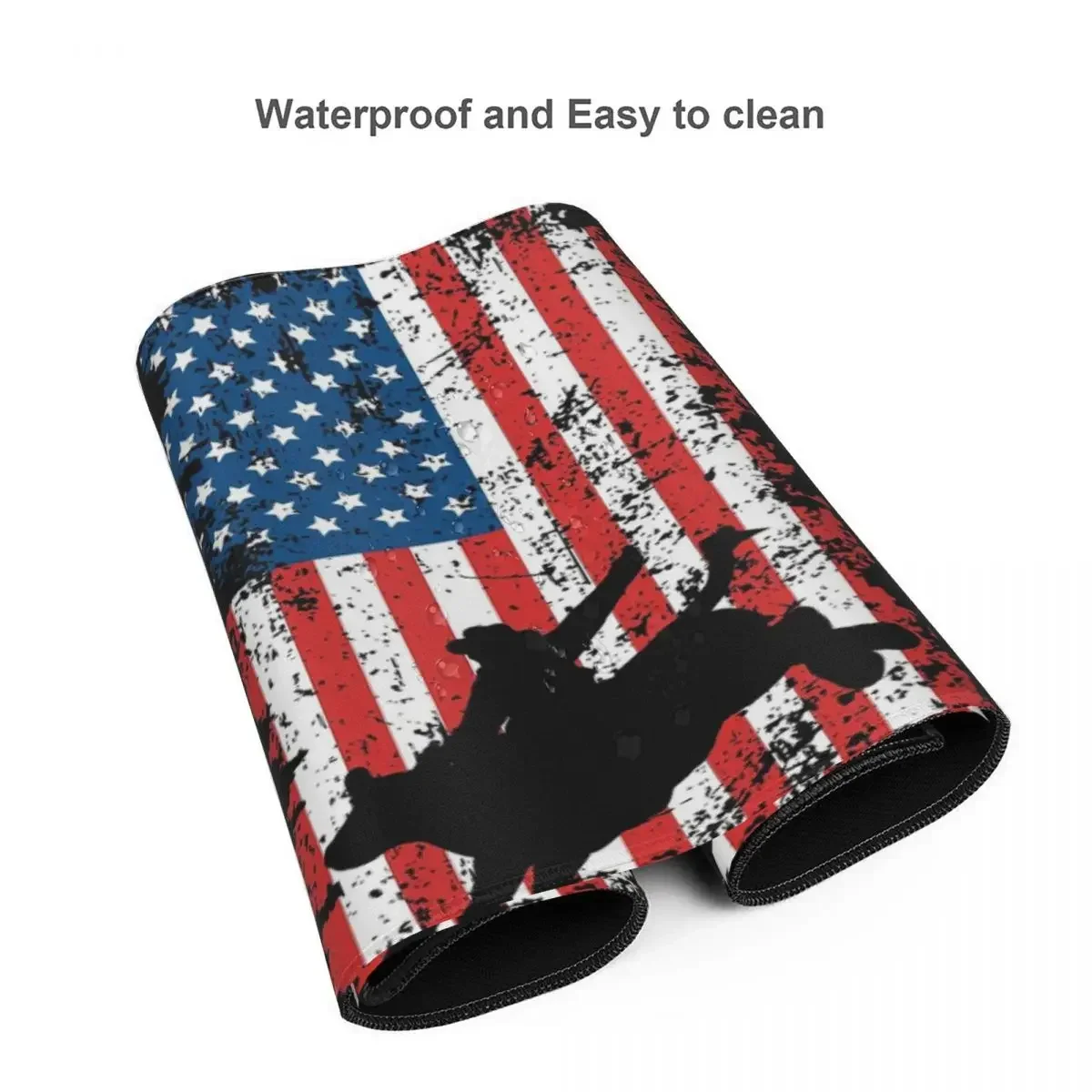 Bull Rider, Rodeo, American Flag Large Mouse Pad Computer Keyboard Mouse Mat Gamer PC Laptop Desk Mat Accessories Table Mats