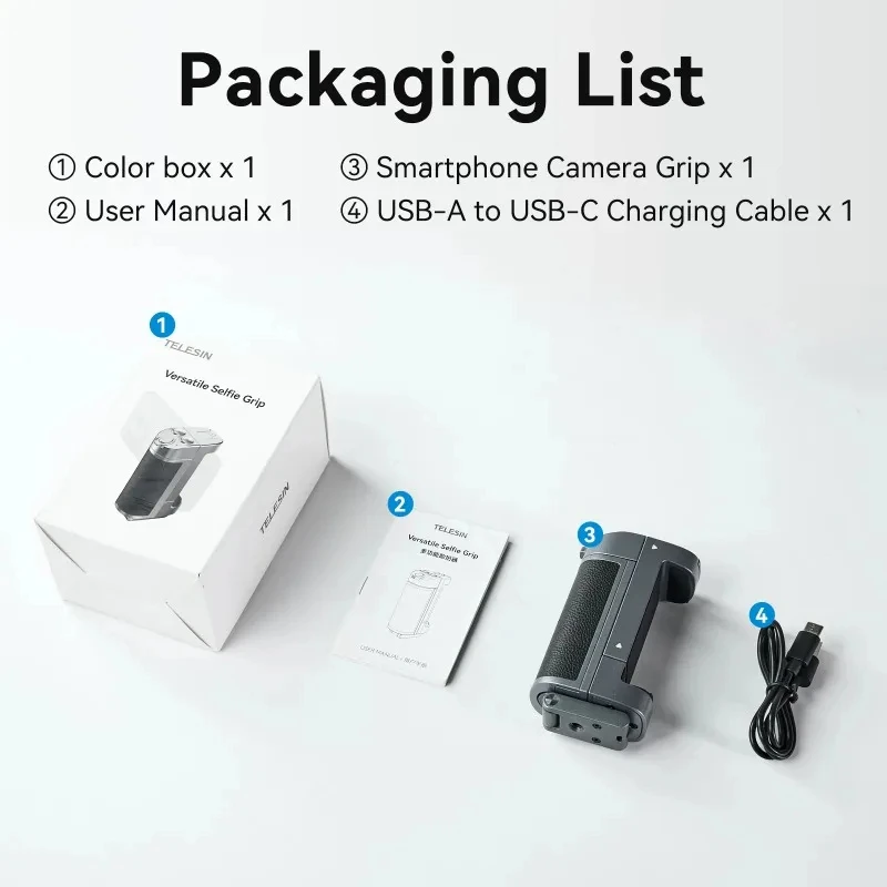 TELESIN Phone Camera Multifunction Selfie Handle Bluetooth Phone Stand Selfie Extendable Selfie Stick Detachable Remote Shutter