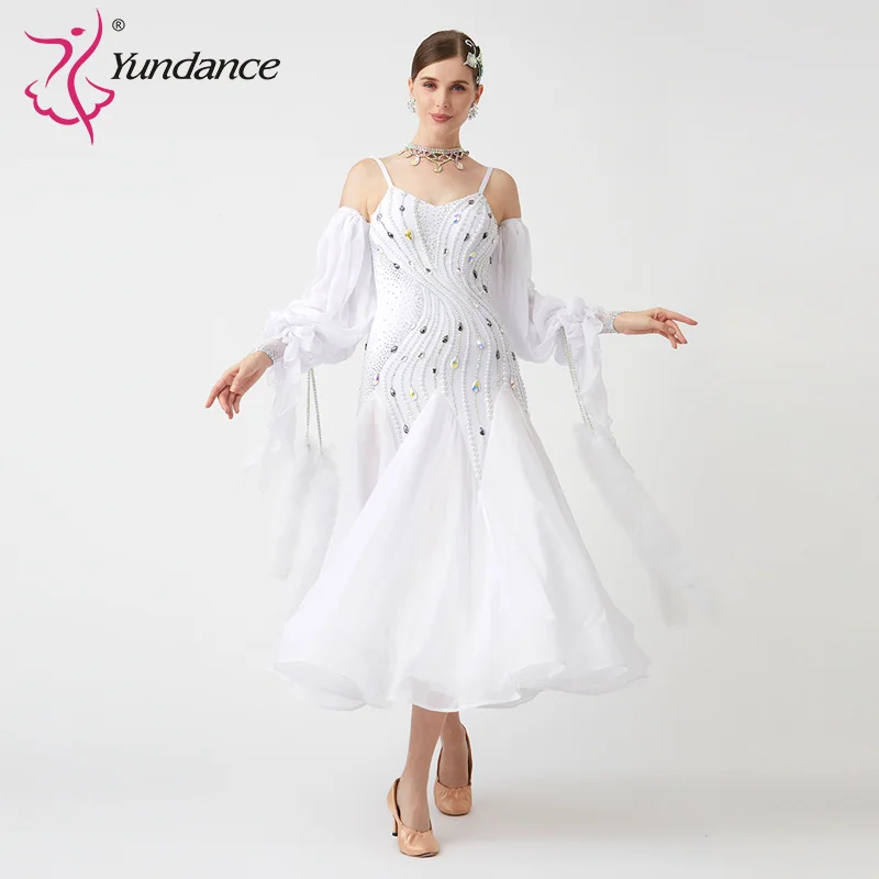 

B-23133 New Women Modern Dance Rhinestone Color Diversity Dress Ballroom National Standard Waltz Competition Performance