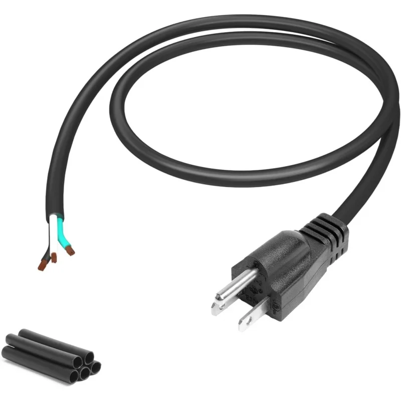 

Удлинитель штекера 100 см, 125 В, 15 А, 2-полюсный, 3-проводной, прямой штекер с AWG14, включает 5 термоусадочных трубок (