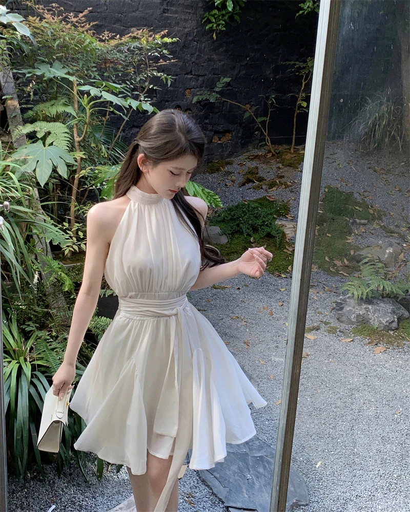 

Women's High Waist Sal Svel Chiffon Dr f High Collar Bell Sve Midi Skirt X ape Spring Autumn Long Sve