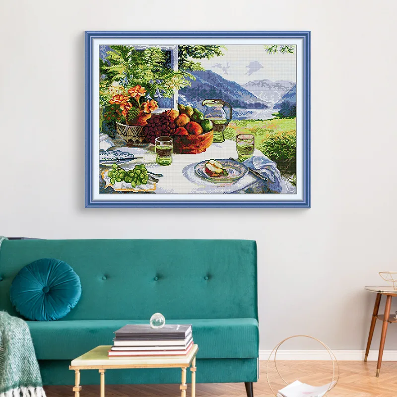 

Soulgift New Pre-Printed Cross Stitch Kit, Stamped 9CT/11CT/14CT/16CT DMC Threads, Embroidery Kit - Have A Picnic