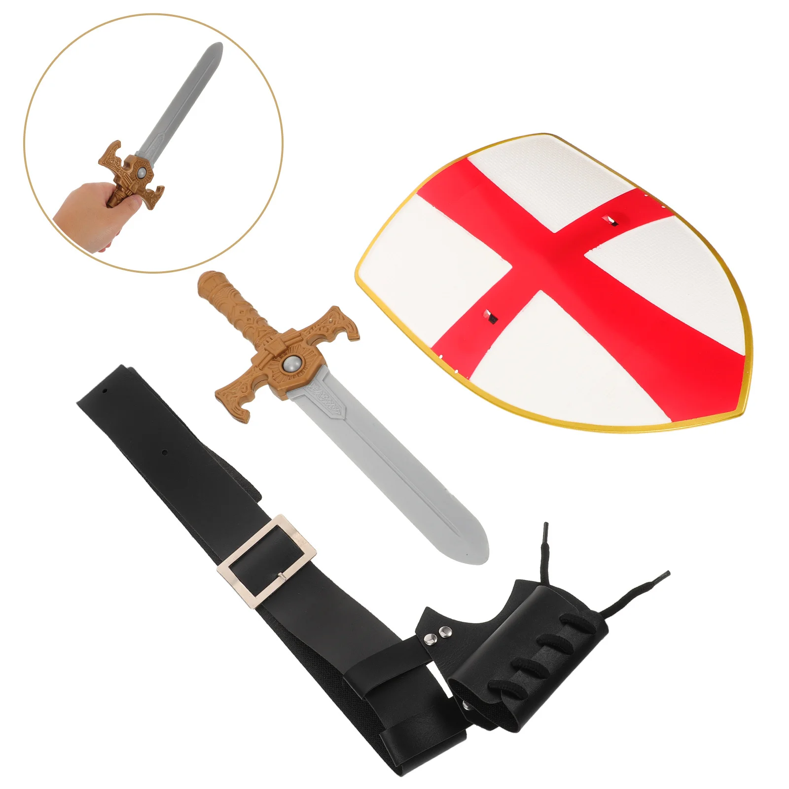 

Complete Medieval Knight Shield Sword Belt Set Vintage Style Costume Accessories for Renaissance Fair Halloween Event Medieval