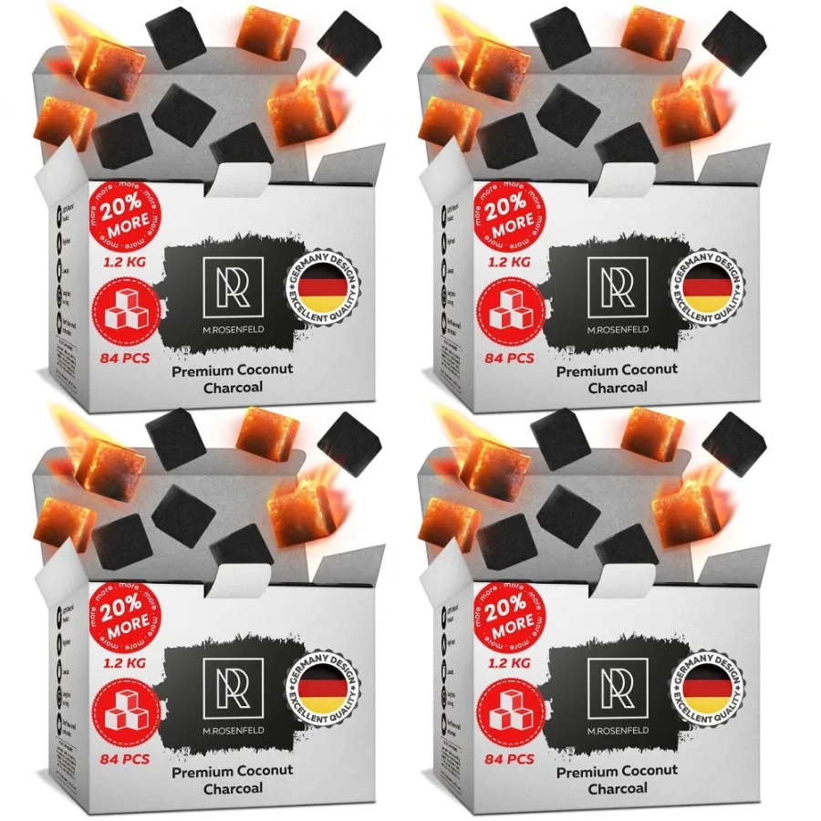 

Premium Hookah Charcoal 84 pcs Hookah Coals for Hookah Coconut 25mm Cubes