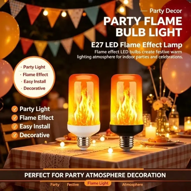 Flickering Flame Bulb LED Atmosphere Lamp Outdoor Courtyard Decor Hotel Restaurant Party Waterproof Yard Street Lighting