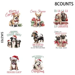 Christmas Dog Puns Sublimation UV DTF Stickers, Waterproof Sticker Pack for Decorating Mugs, DIY Art Supplies，Home Decoration