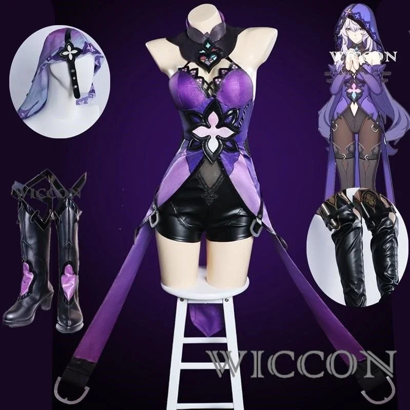 Honkai star rail Black Swan cosplay costume parrucca viola vestito uniforme copricapo giardino di raccolta festa di Halloween per le donne