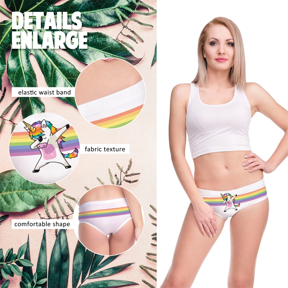 

Cartoon animal fruit white horse printing seamless breathable ladies underwear low-waisted European and n sexy briefs KT014