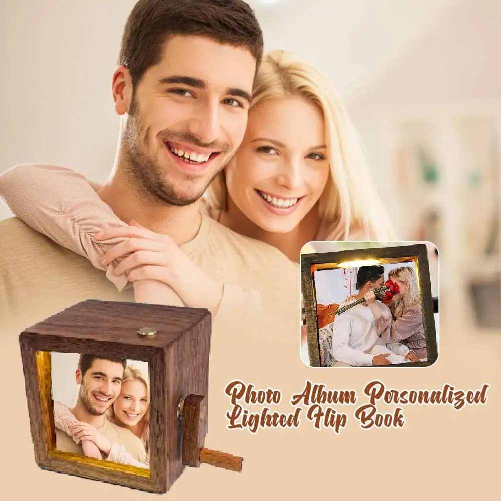 Customised Flip Book 2025 Valentine's Day Gift Glow Custom Photo 8/16pcs Photo Turning Book Machine Night Light Home Decoration