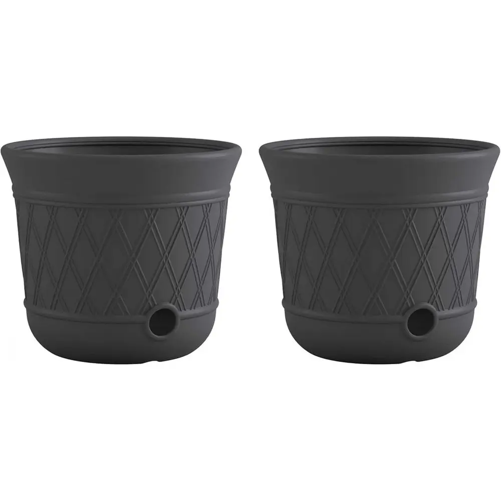 

Набор из 2-х круглых уличных контейнеров для хранения садового шланга из полимерной смолы, 14 x 12 дюймов, с дренажем, серый