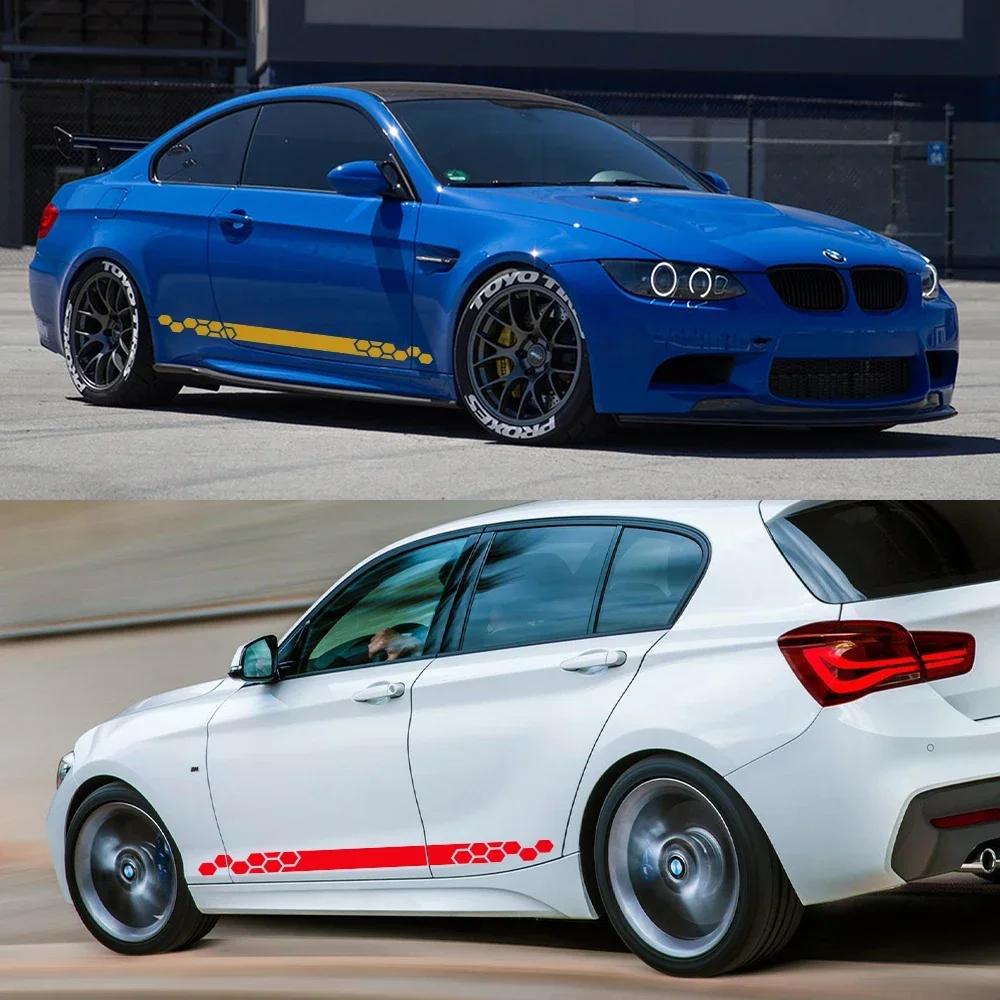 2PCS Car Graphics Honeycomb Stickers Carbon Fiber Decals Auto Tuning Accessories For BMW 1 Series E81 E87 E82 E88 F20 F21