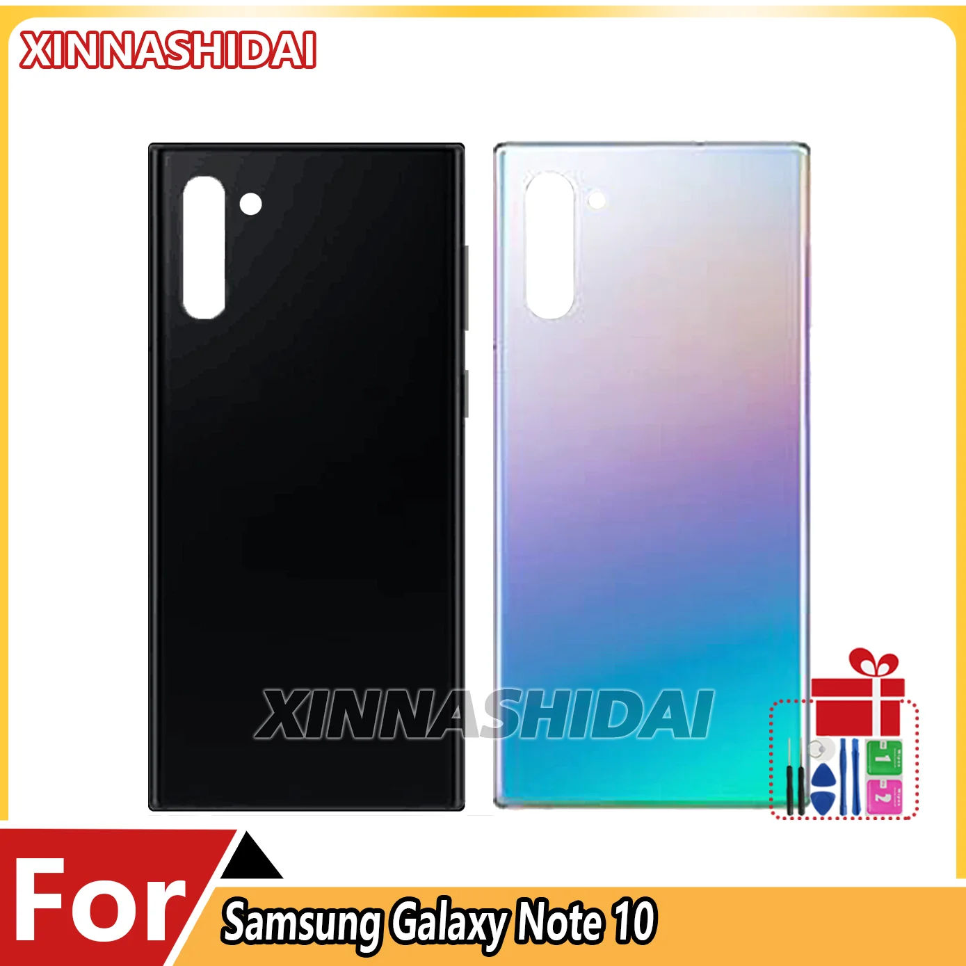 Nova bateria tampa traseira para samsung galaxy note10 n970, peças de reposição do painel de vidro