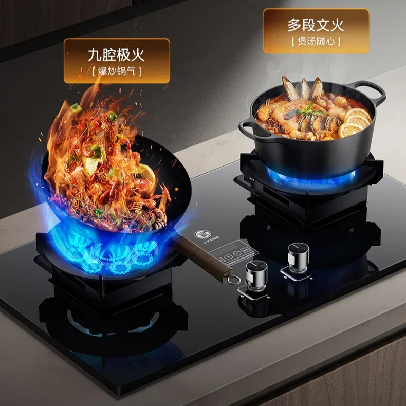 Flip-top stove. Liquefied gas magic disc. Double stove. Household. Stainless steel. Table or embedded dual-use cooktop gas stove