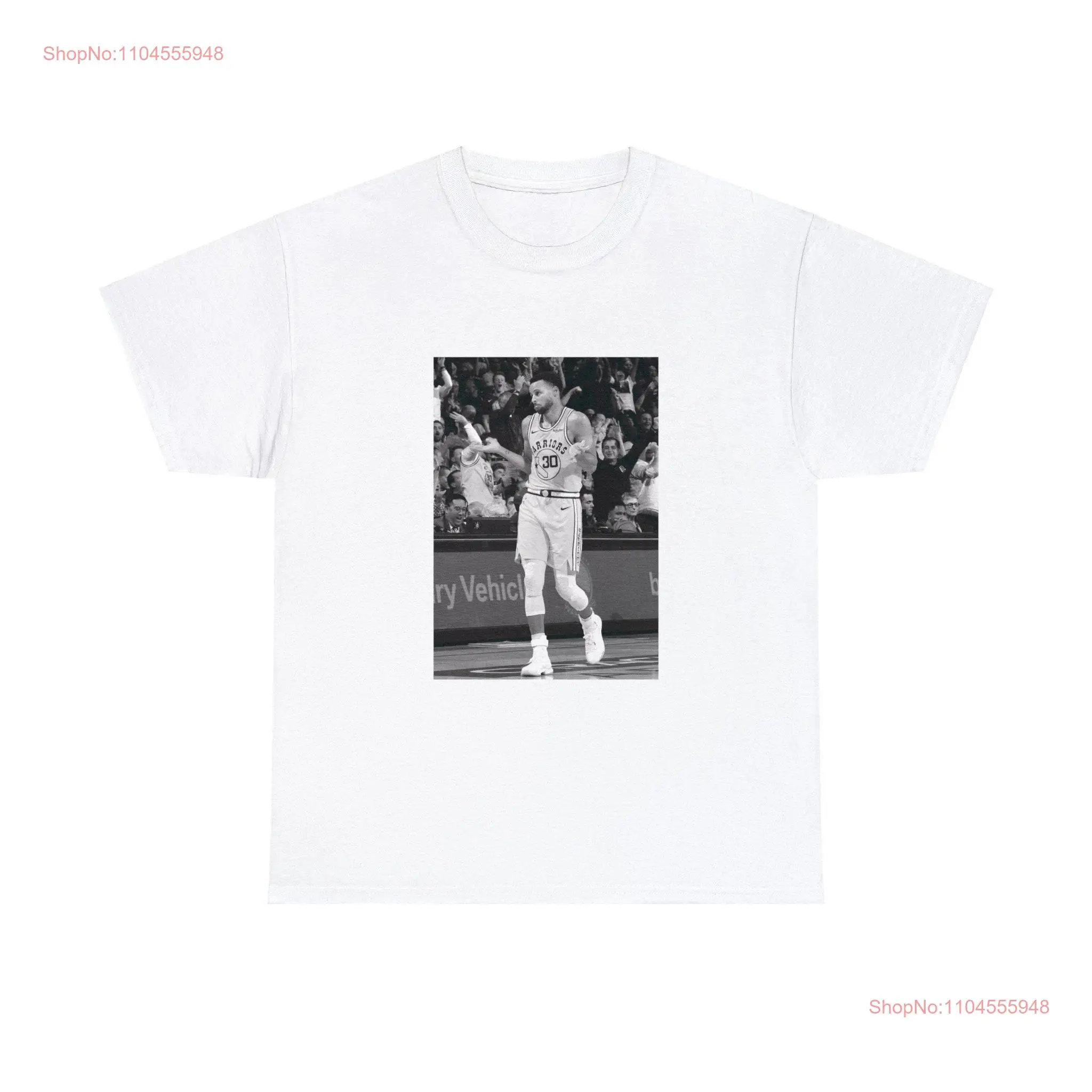 Weißes B W Stephen Curry Shrug T-Shirt mit langen oder kurzen Ärmeln