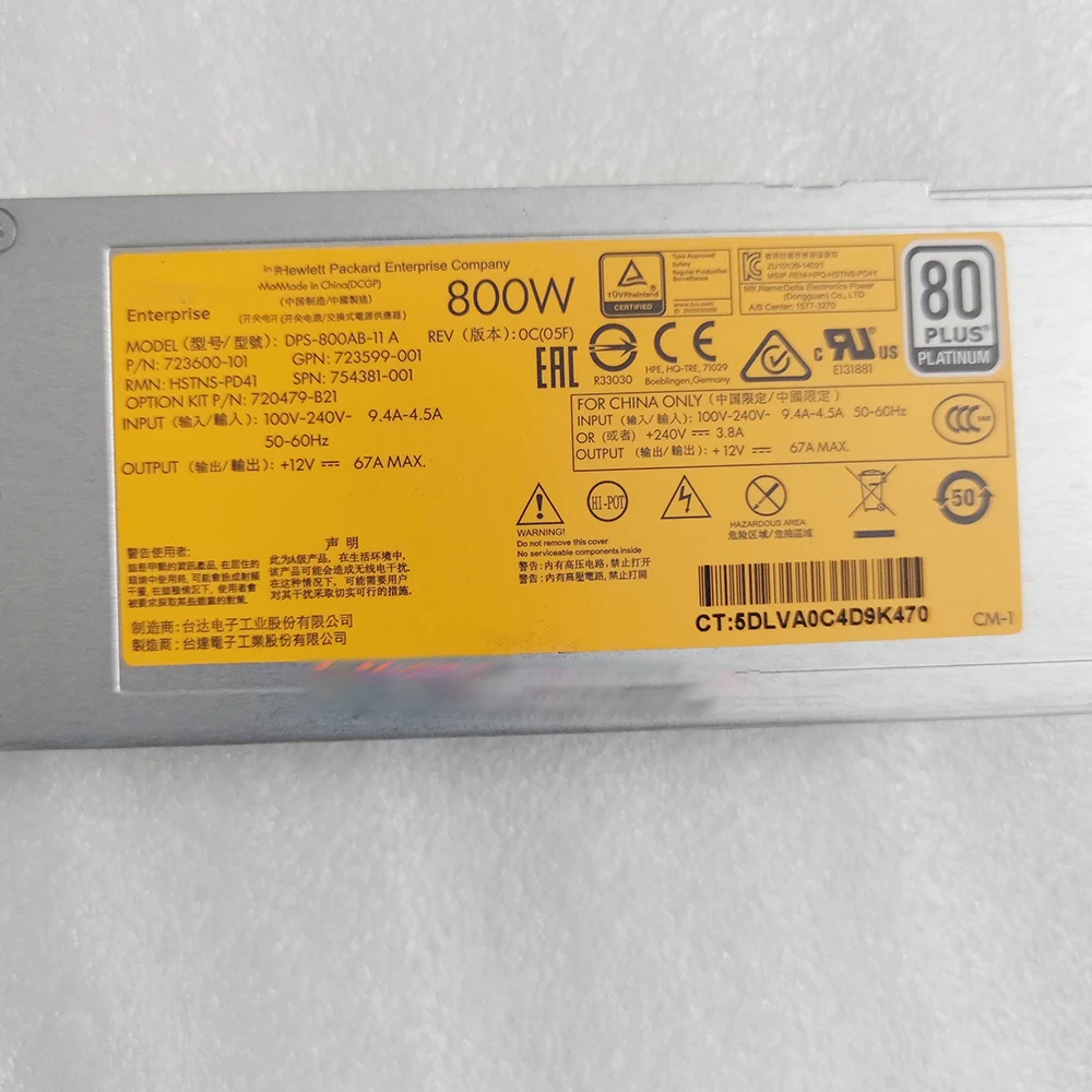 

DPS-800AB-11 A для серверного блока питания HP Gen9 723600 -101 720479 -B21 800 Вт