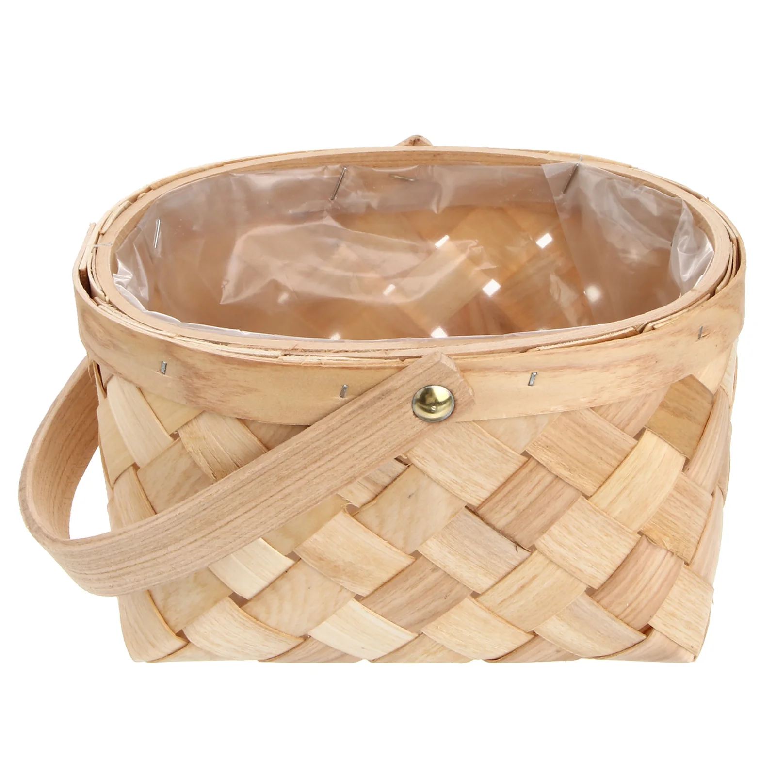 

Wooden Woven Basket Eco-friendly Container for Fruits Vegetables Bread Home Office Restaurant Bamboo Portable Handle