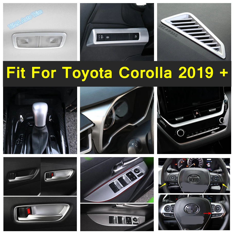 

Matte Accessories Head Lights Button / Door Handle Catch / AC Outlet / Dashboard GPS Cover Trim For Toyota Corolla 2019 - 2024