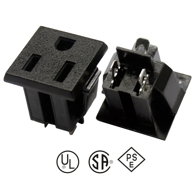 AC 125V 15A Panel Mount Socket US JPN Type Plug Adapter Industrial Connector Power Supply Outlet