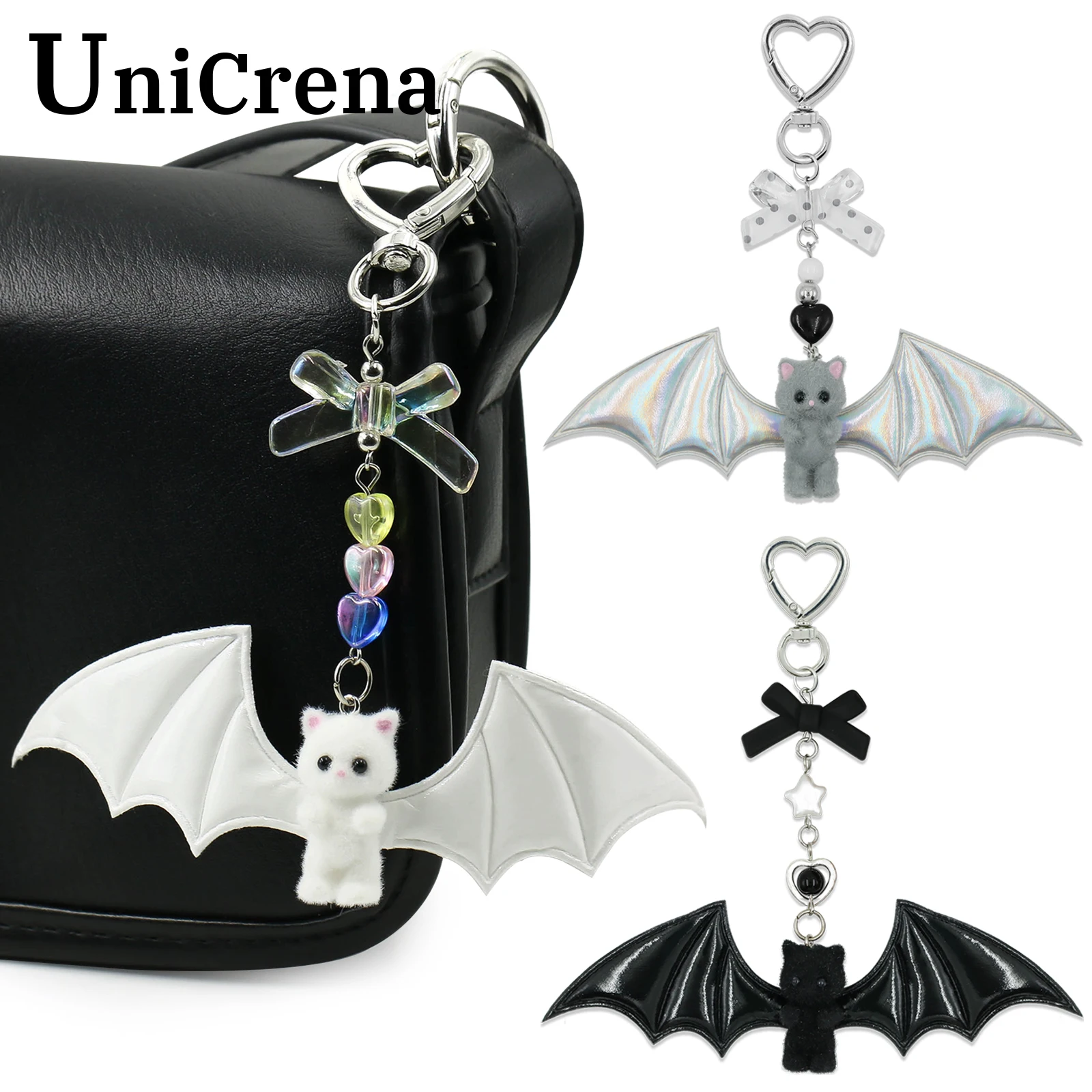 Image of Unicrena Y2K Plüschkatze Schlüsselanhänger - Weiche Handtasche Anhänger, Kawaii Schlüssel Accessoires Halloween Geschenk für Katzenliebhaber