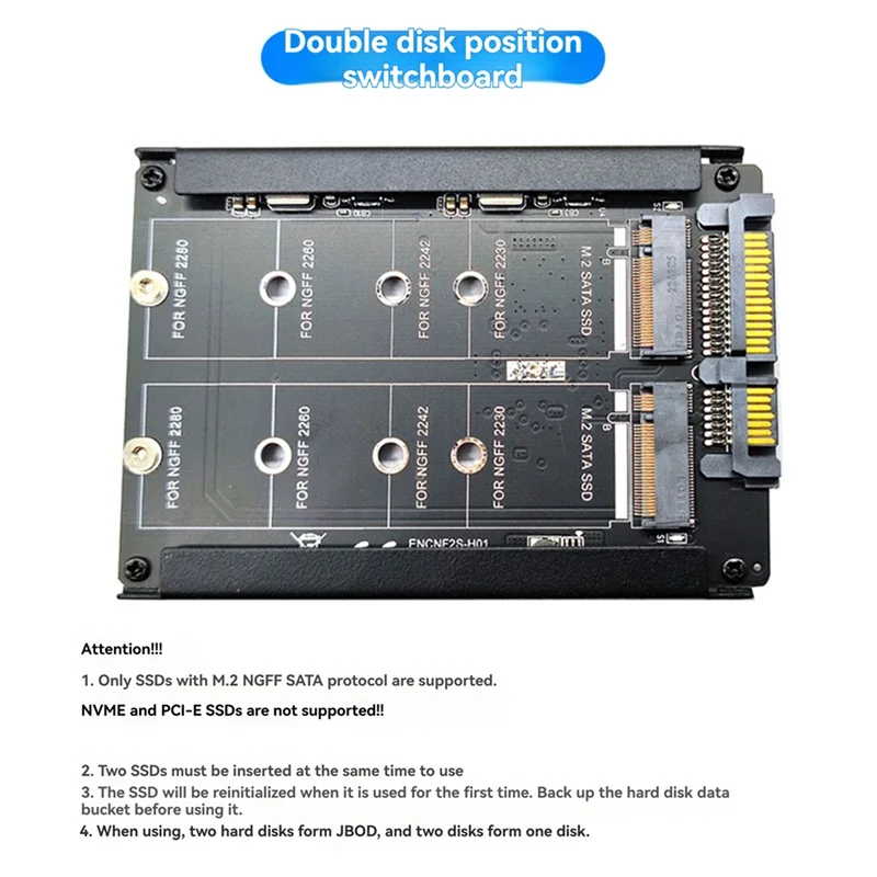 

New--M.2 To SATA Adapter Card Dual Port M.2 NGFF SSD To SATA Interface Converter For 2230-2280 M2 SSD Sizes