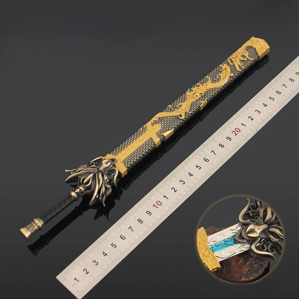 29cm 진의 전설 중국 애니메이션 주변 잠자는 드래곤 검 카나타 풀 메탈 공예 무기 모델 선물 소장 장난감