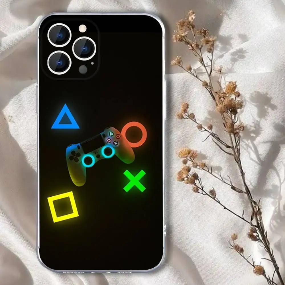 حافظة هاتف لوحدة التحكم في الألعاب Gamepad Gamer Play لهاتف iPhone 16,15,14,13,12,11 Pro,Max,Plus,X,XS,XR,SE,سيليكون شفاف صغير ناعم
