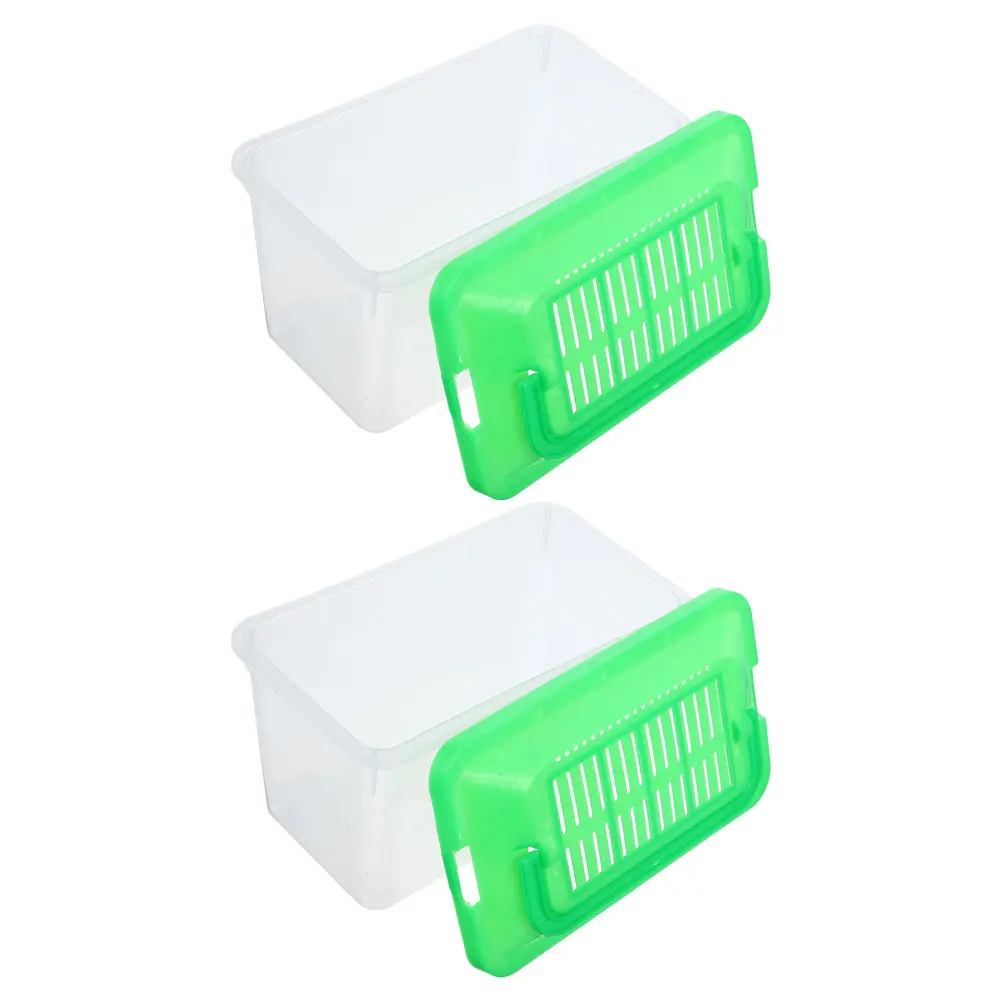 

2 Pcs Pet Transport Box Terrarium Fish Container Light Green Abs Mini Glass Reptile Tank