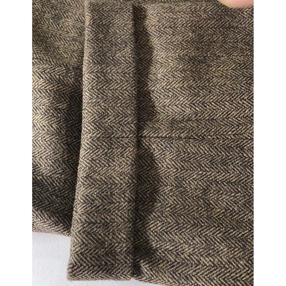 Custom Made Woolen brown Herringbone Tweed British style Men pants tailor slim fit wedding men pants +charcoal /grey color tweed