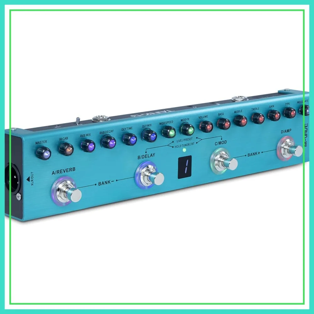

Multi-effects Guitar Pedal: 36 Presets, Rechargeable Battery, Delay, Reverb, Modulation, Preamp, Dark Green