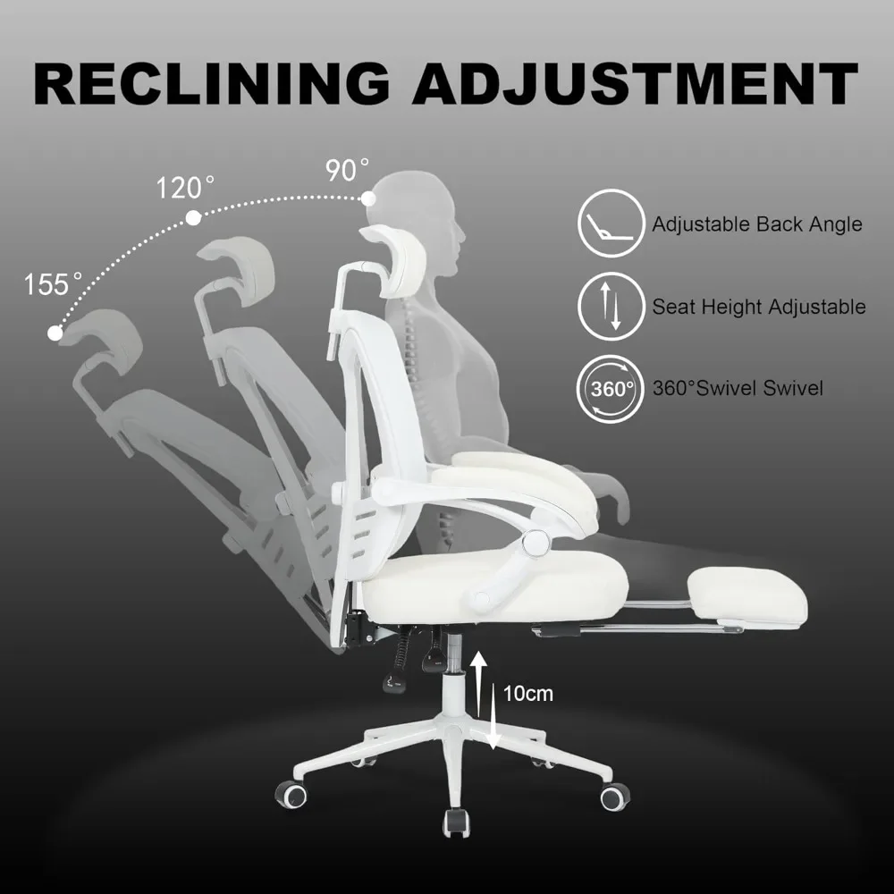 Ergonomic Office Chair with Spring Cushion High Back Computer Mesh Office Chair with Footrest Big and Tall Office Chair High