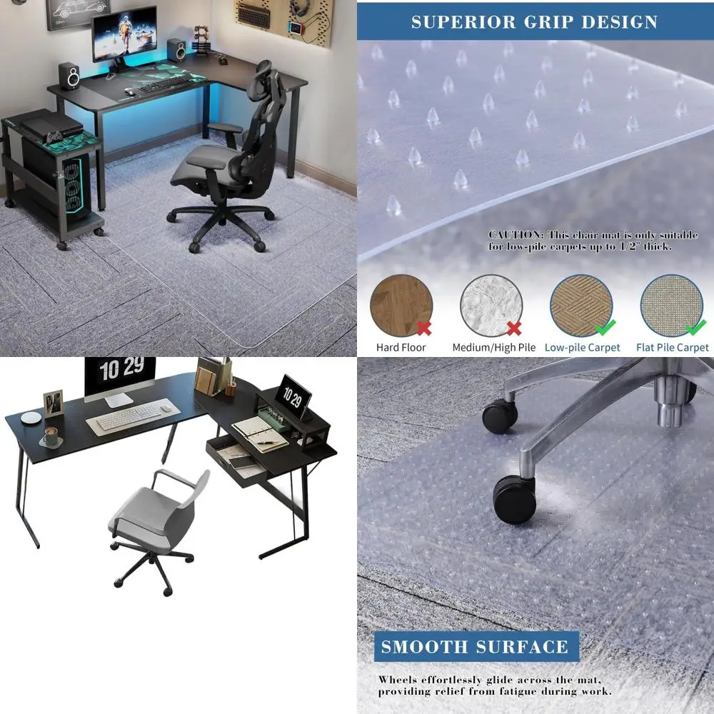 

60 x 46 Clear Heavy-Duty Non-Slip Chair Mat for Carpeted Floors, Ideal for Home Office and Gaming Chairs