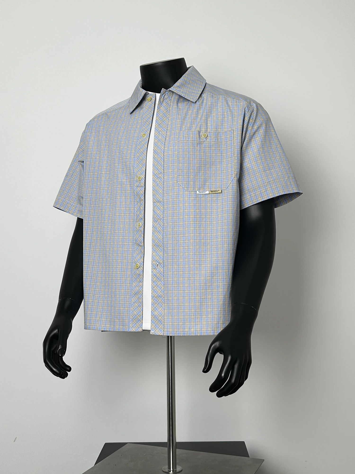 

ANXIE American Sle Retro Plaid ort Sve irt Loose Casual ex Summer Top for Couples Youth Faion Casual irt