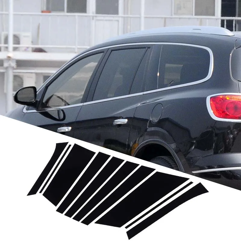 For Buick Enclave 2008-2017 bright black B-pillar door trim window frame film sticker PC auto accessories set of 10