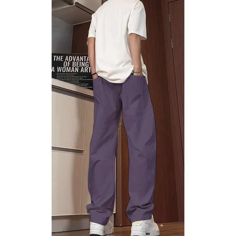 

Ice Silk Qui Dry Blade Pants Men's Summer Thin American Straight Tube Workwear Casual Long Trousers Faionable Brand