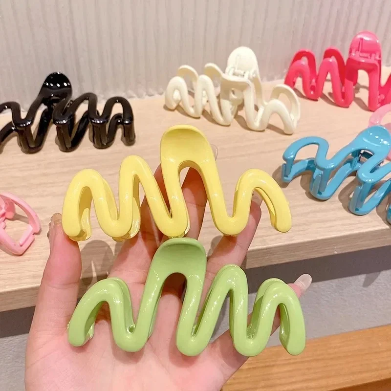 Wave Krab Klauw Clips Vrouwen Koreaanse Plastic Haai Haar Clips Geometrie Hoge Paardenstaart Barrette Haarspeld Meisje Haaraccessoires