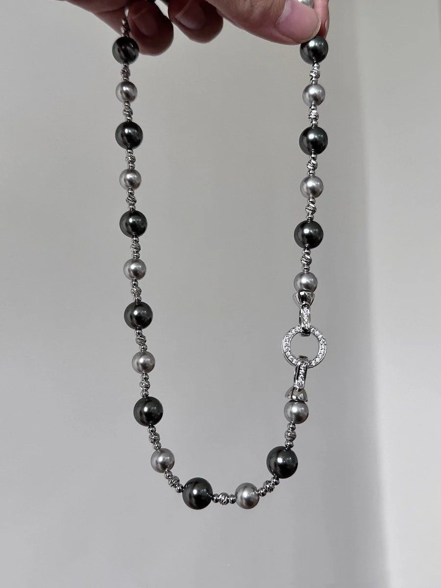 Gradient Pearl 925 Silver Chain with Unique High Grade Sense, Small and Unique Personality Chain with Simplicity