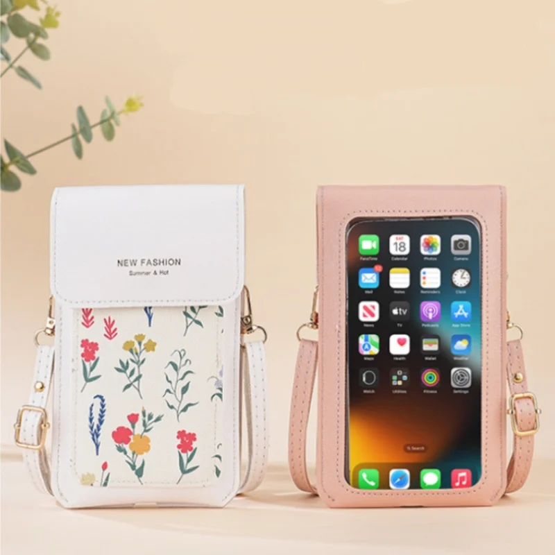 

Сенсорные женские сумки через плечо для мобильных телефонов, женские мини-сумочки, повседневные универсальные кошельки, милые женские сумки на плечо, кошельки