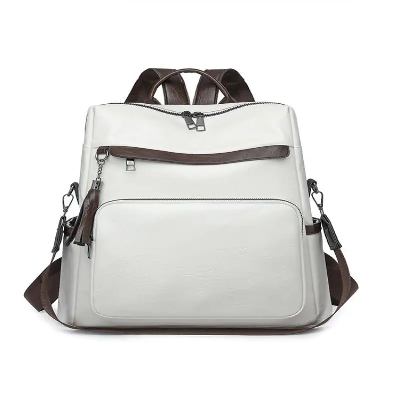 حقيبة ظهر جلدية جديدة بسحاب، عصرية مقاومة للماء، كتف متقاطع لطلاب المدارس المتوسطة والثانوية، حقيبة يد بكتف واحد