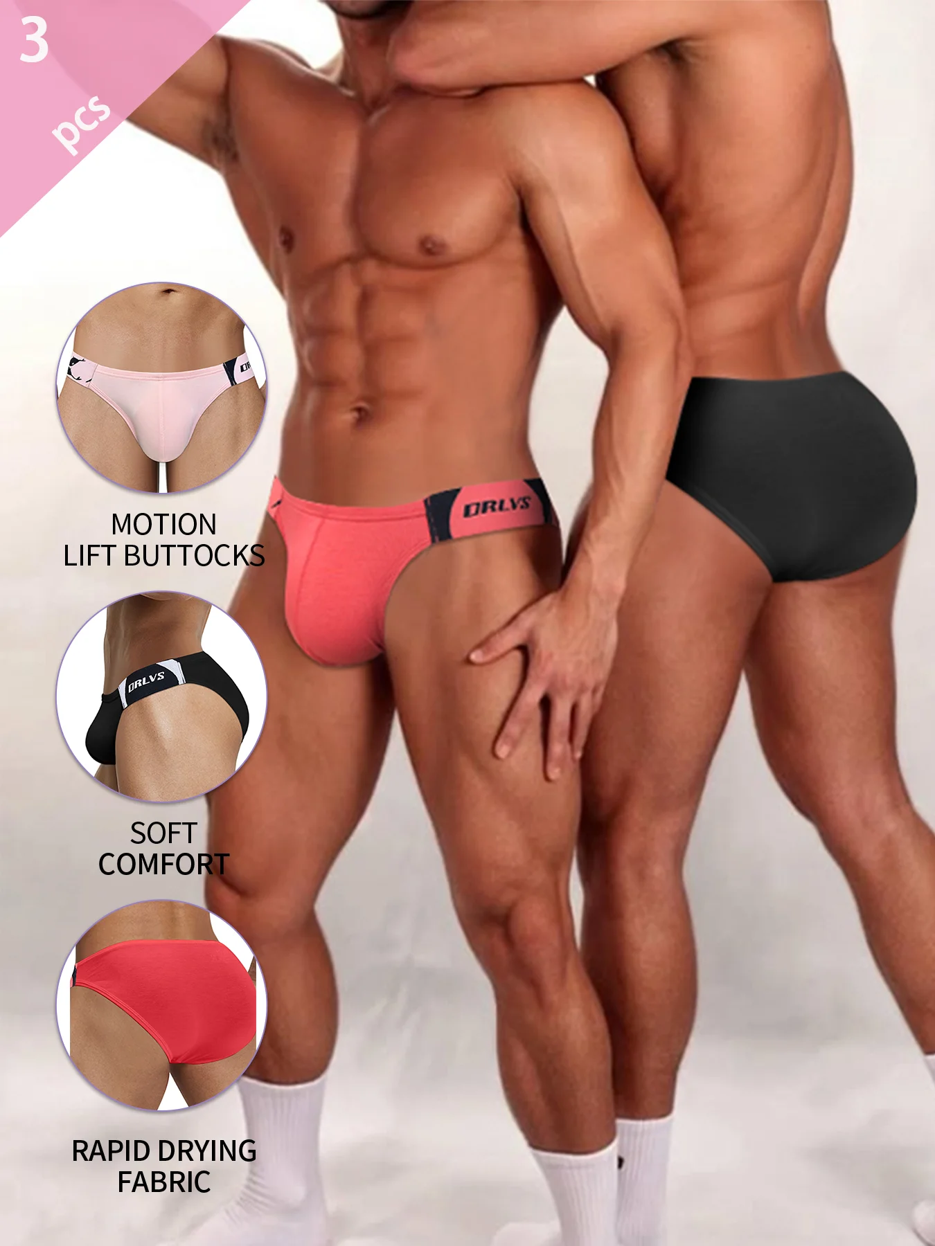 

3pcs Snake Print Belt Men's Fashion Underwear Sexy Hip Raise Brief For Men Comfortable Breathable Zodiac Year Red Male Underpant